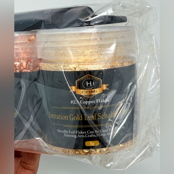 Gold Foil Flakes Set For Nail Art Jewelry Makeup Metallic Silver Cooper Crafts - Picture 9 of 17